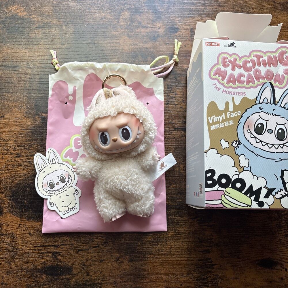 POP MART Labubu The Monsters Exciting Macaron Series Plush Dolls - Soymilk